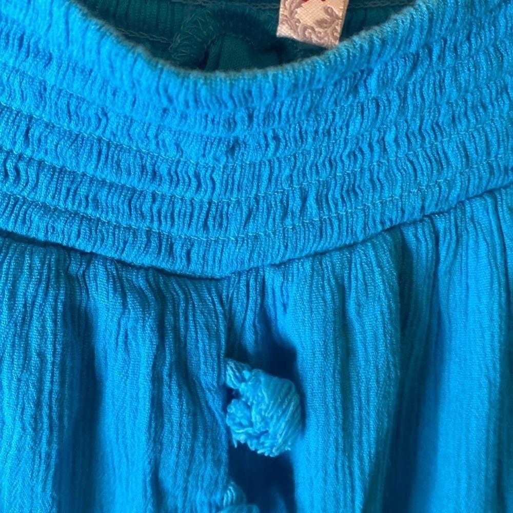 Red Camel top in a brilliant blue with tassels size small - Picture 4 of 5
